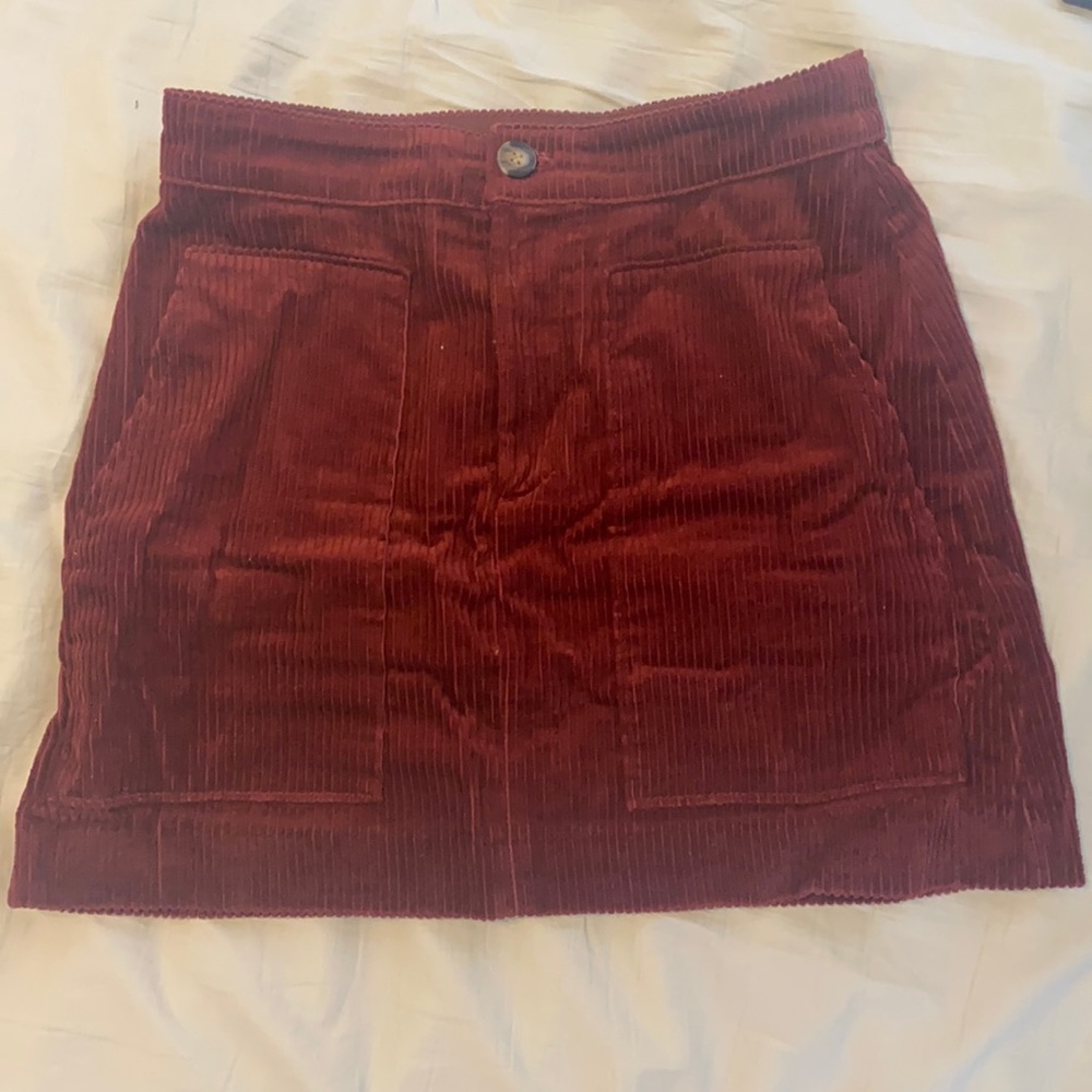 red corduroy skirt